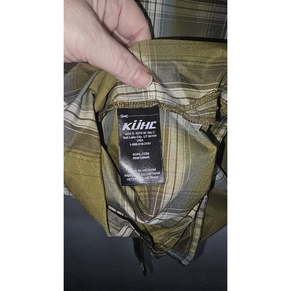 Kuhl Response Shirt Short‎ Sleeve Button Down Green Plaid Shirt Men's Sz XL NWT - Picture 10 of 11